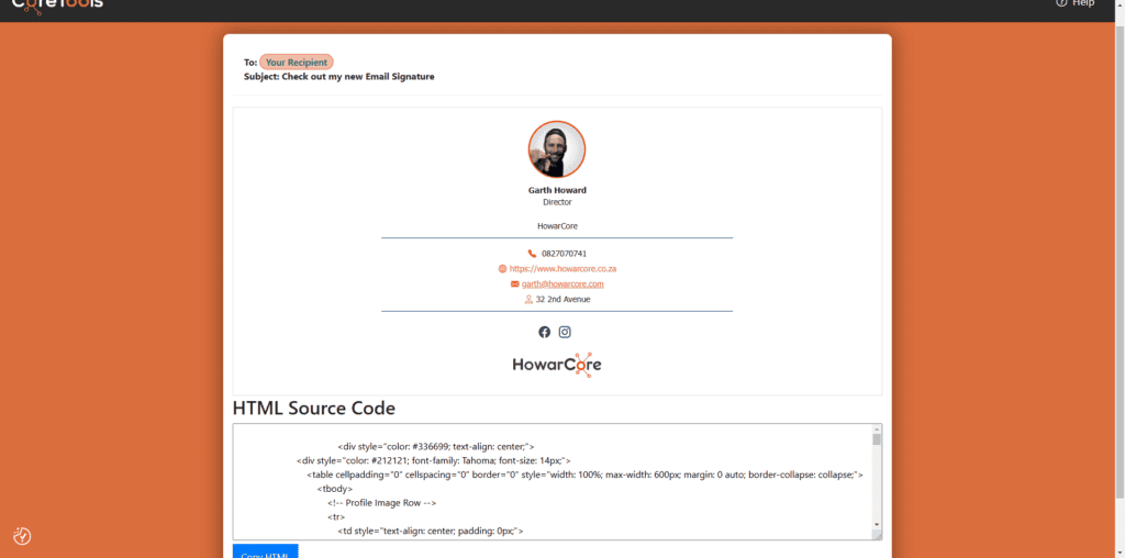 Copy and Paste your Email Signature - Step 5